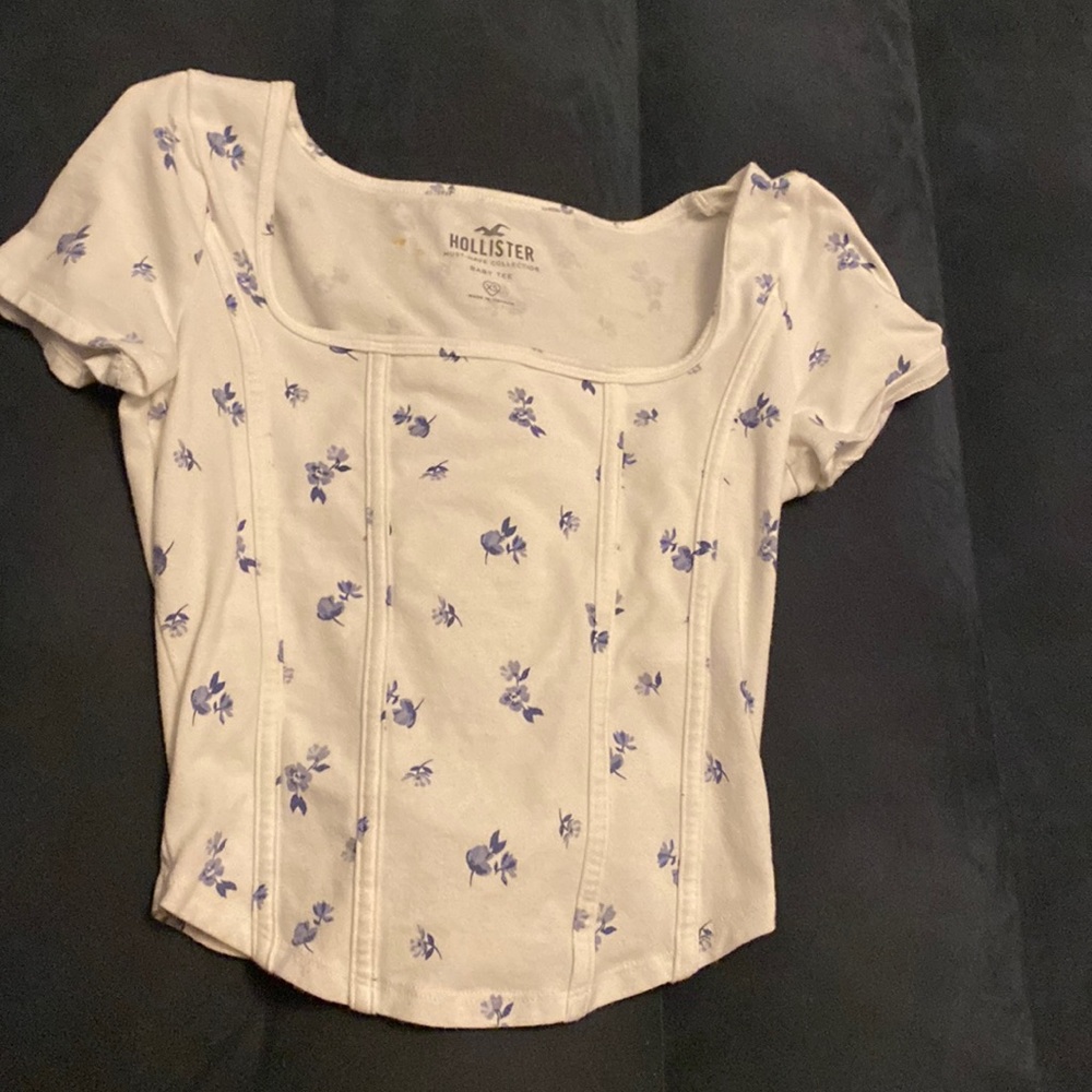 Corset-Style crop top from Hollister with blue flowers